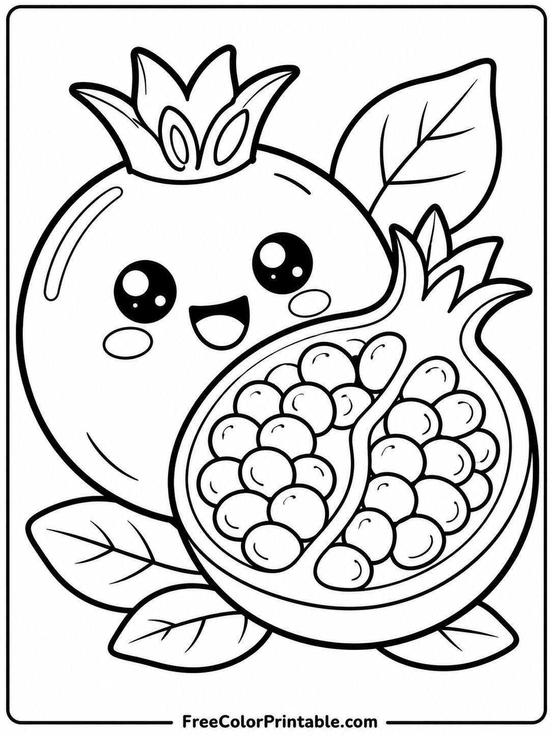 Kawaii pomegranate coloring page Coloring Page — Free Printable — free printable coloring page